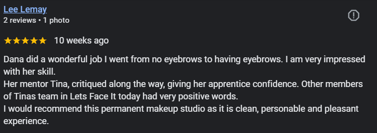 5 Star review for Microblading in Kansas City at Lets Face It
